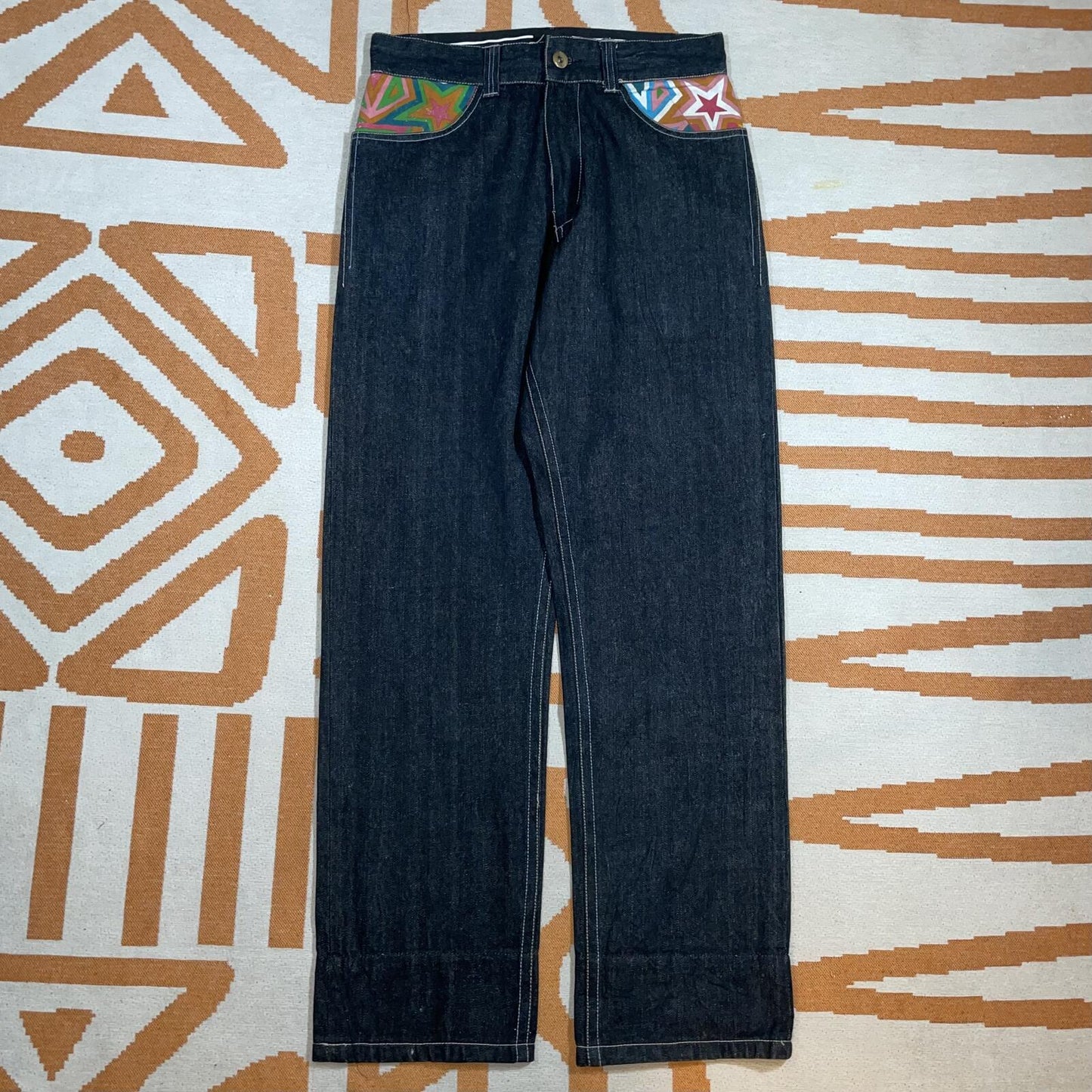 Struggle 00s Pattern-Printed Black Denim Jeans 34x34
