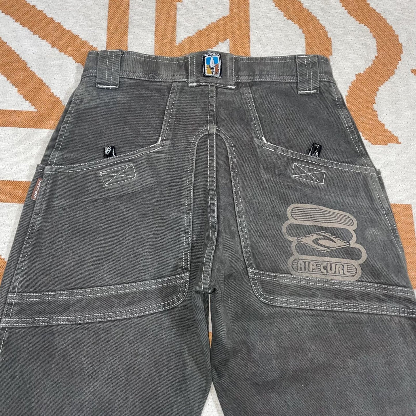 Rip Curl 90s Printed Surf Brown/Grey Trousers 27x28