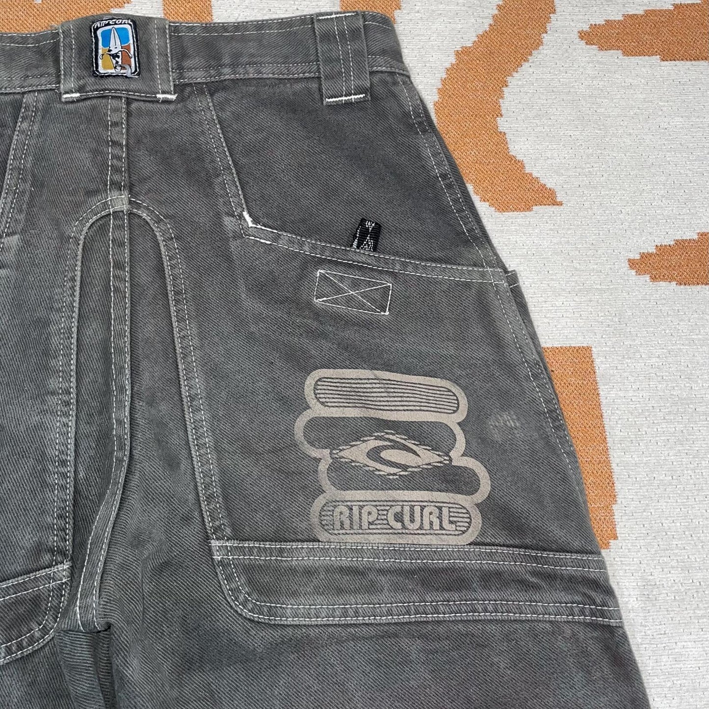 Rip Curl 90s Printed Surf Brown/Grey Trousers 27x28