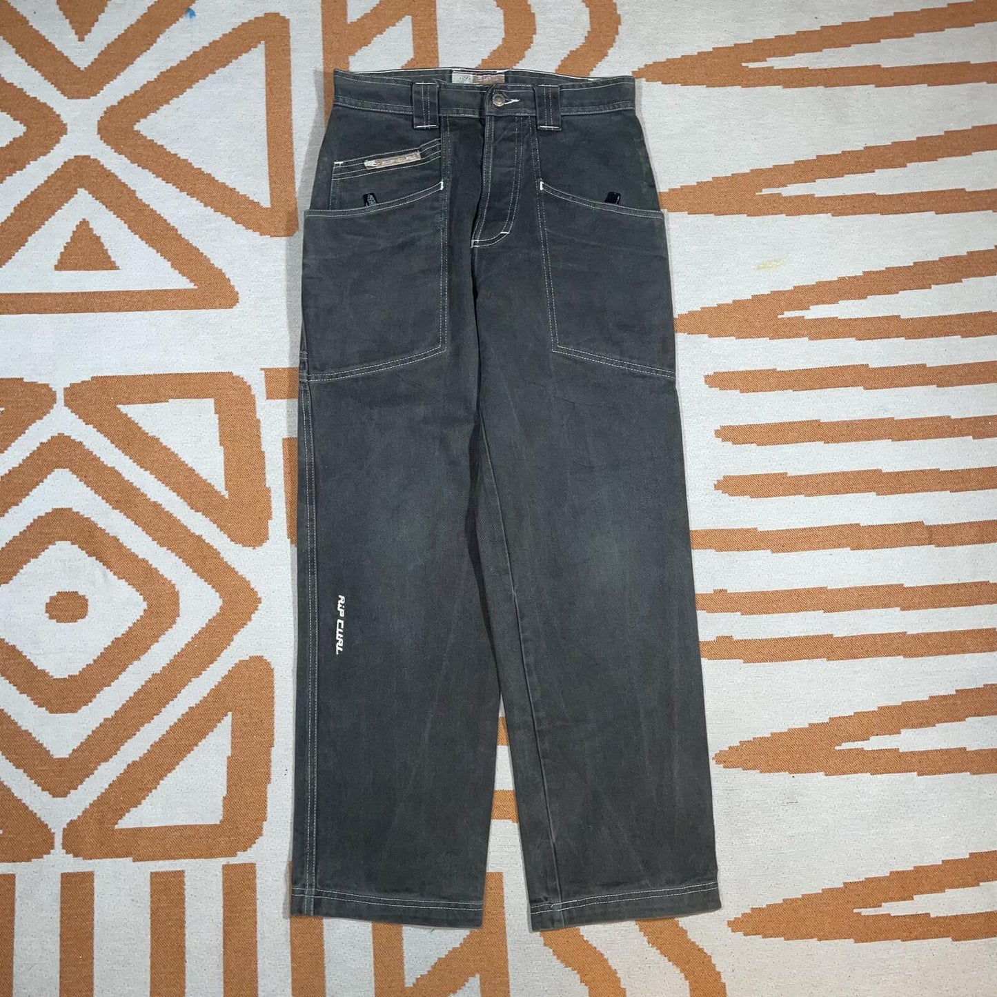 Rip Curl 90s Printed Surf Brown/Grey Trousers 27x28