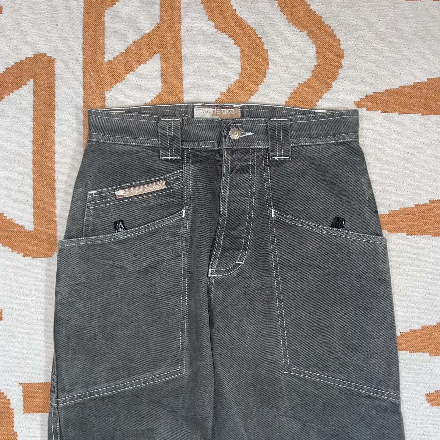 Rip Curl 90s Printed Surf Brown/Grey Trousers 27x28