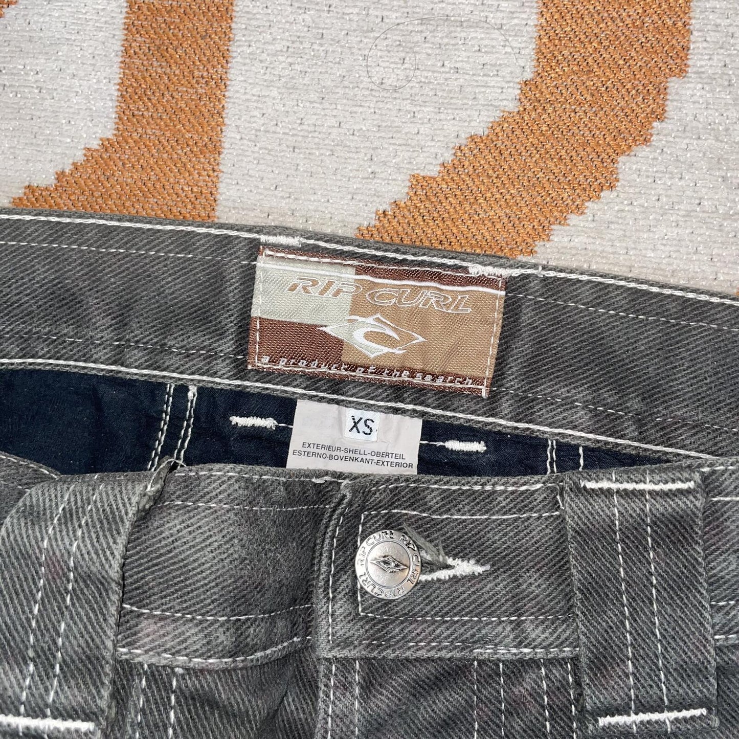 Rip Curl 90s Printed Surf Brown/Grey Trousers 27x28