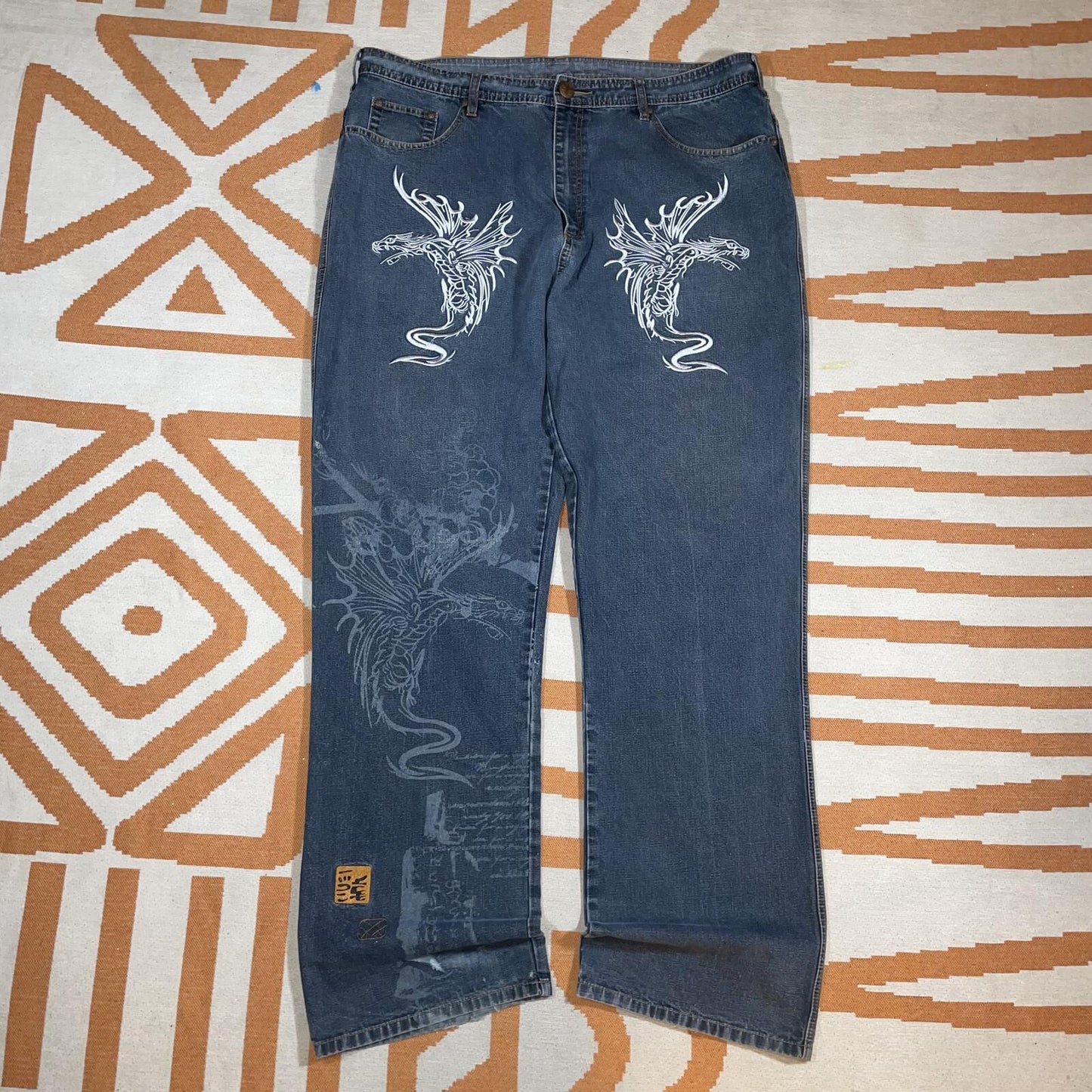Anthm 00s Embroidered Dragon Japanese Baggy Jeans 42x35