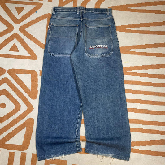 Sancezz 00s Embroidered Baggy Jeans 36x29