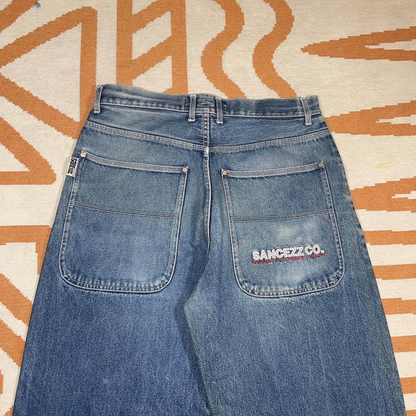 Sancezz 00s Embroidered Baggy Jeans 36x29