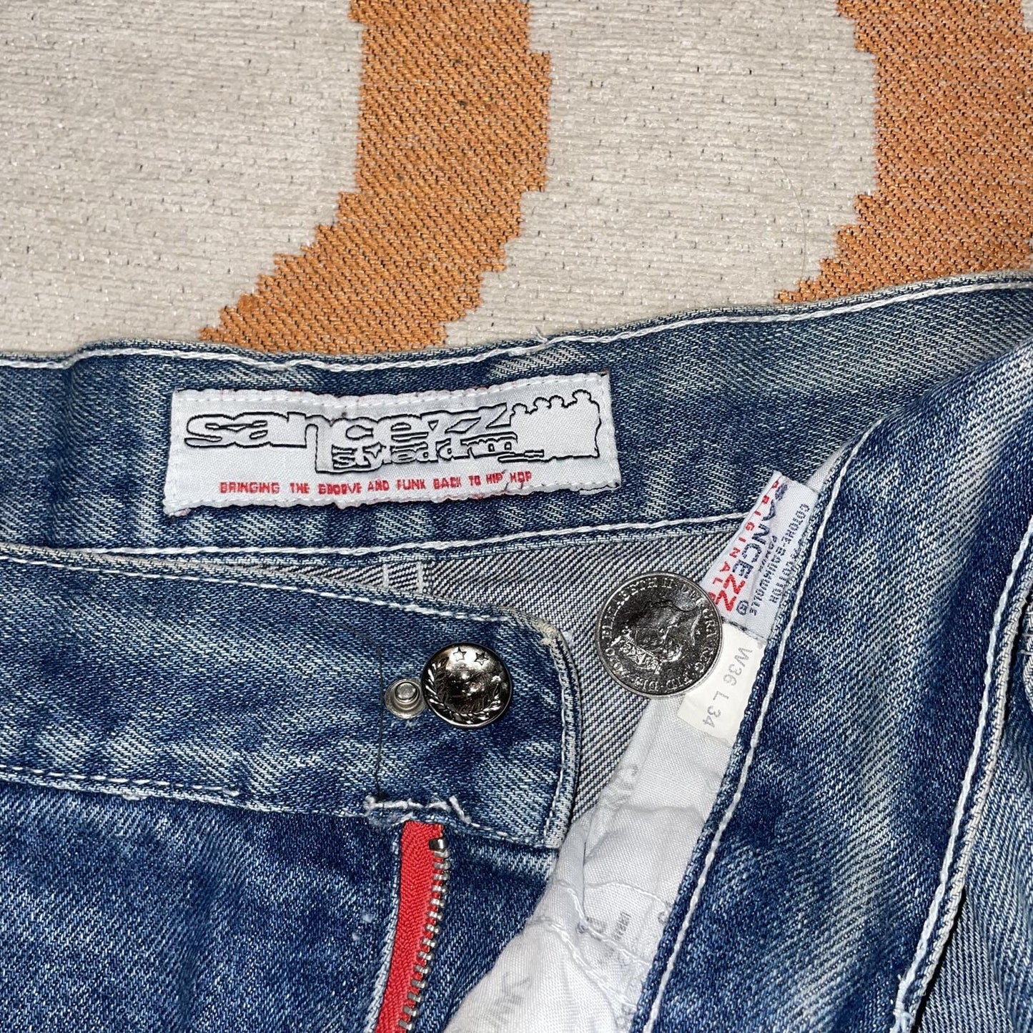 Sancezz 00s Embroidered Baggy Jeans 36x29