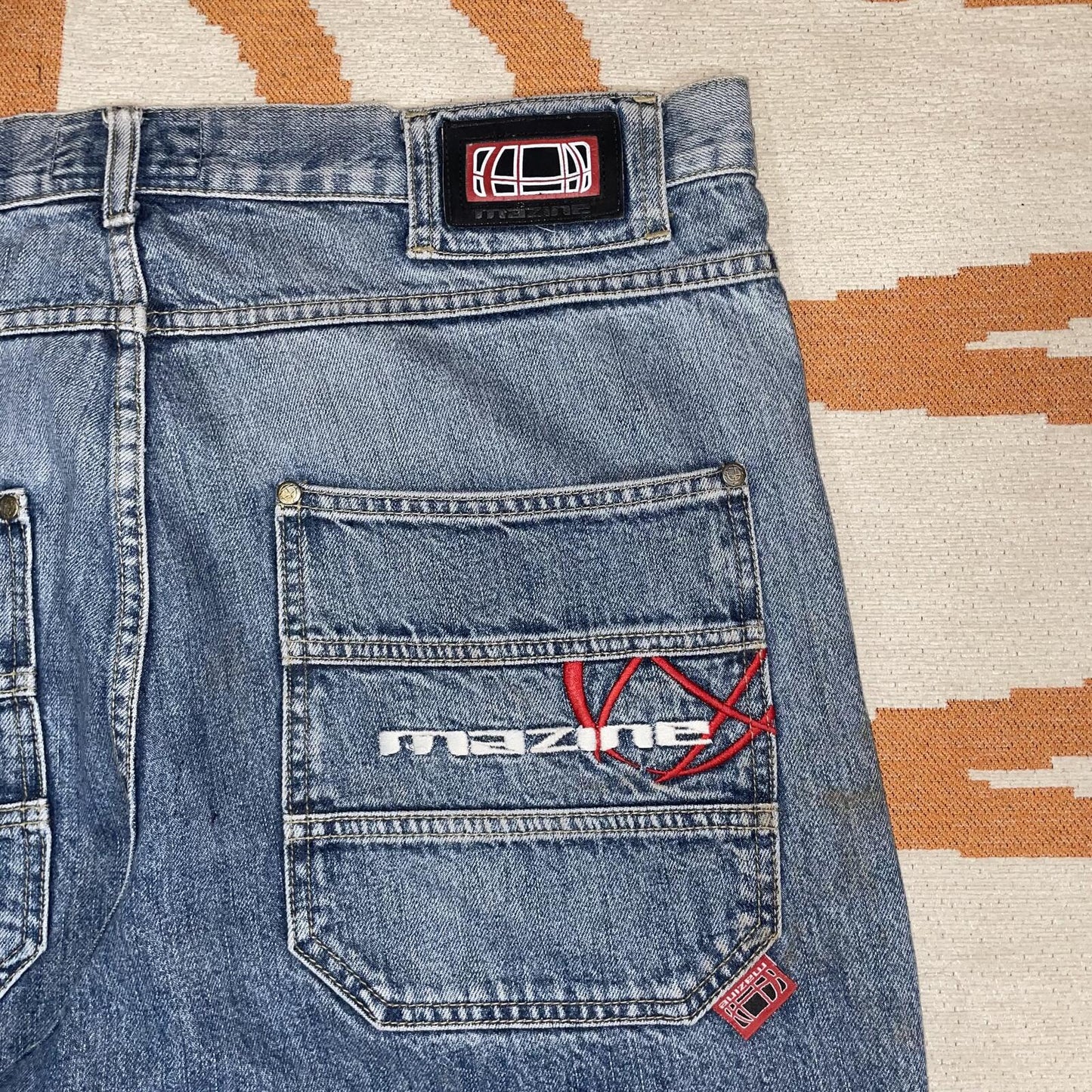 Mazine 00s Embroideres Baggy Denim Jeans 36x33