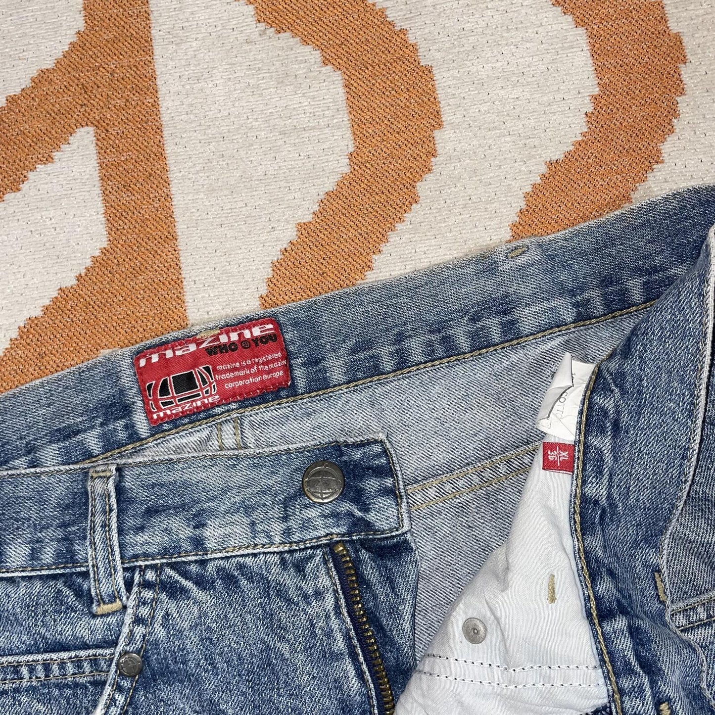 Mazine 00s Embroideres Baggy Denim Jeans 36x33