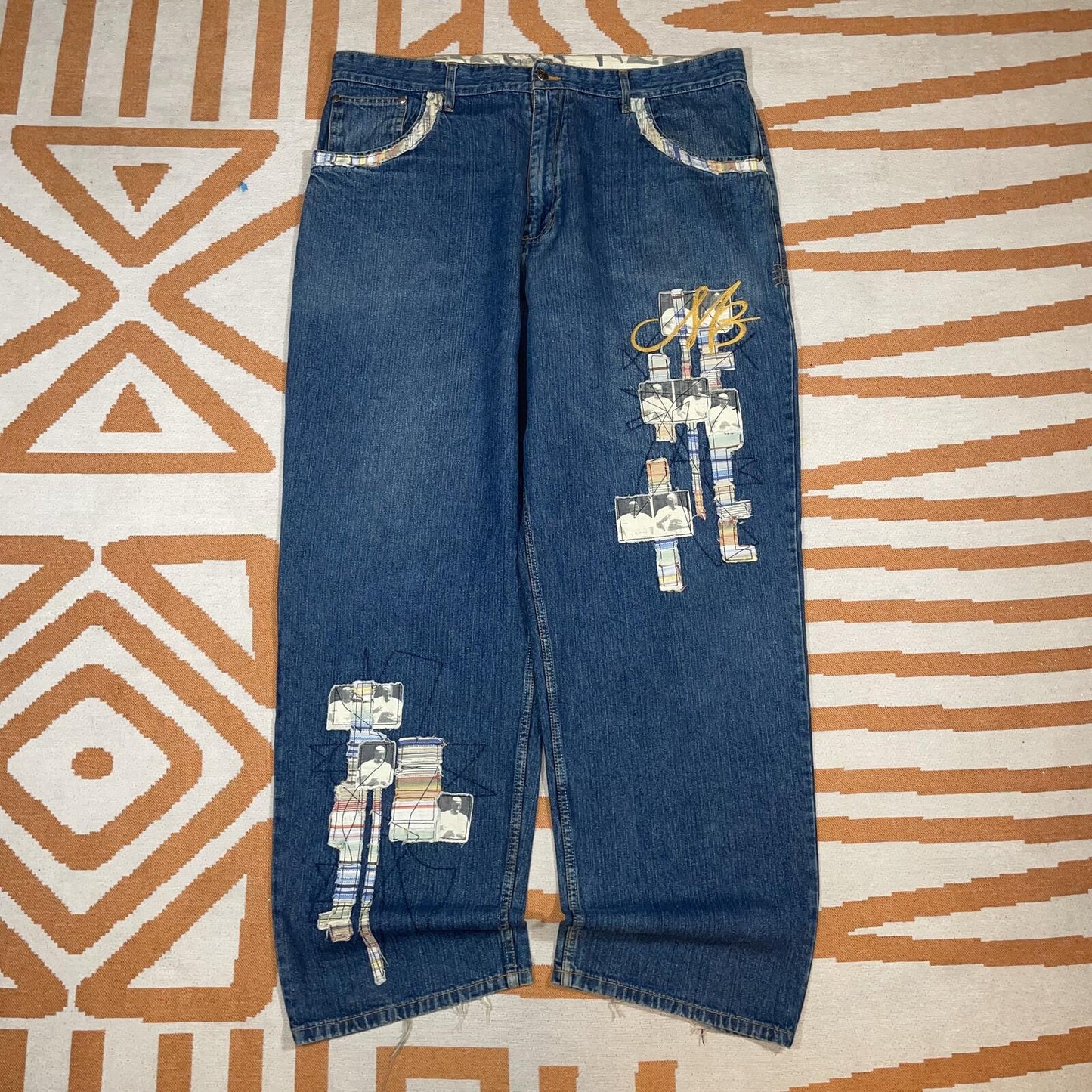 Makaveli 00s Patched/Embroidered ‘Tupac’ Baggy Denim Jeans 42x34