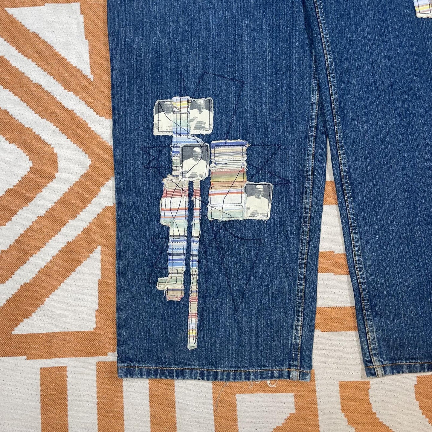 Makaveli 00s Patched/Embroidered ‘Tupac’ Baggy Denim Jeans 42x34