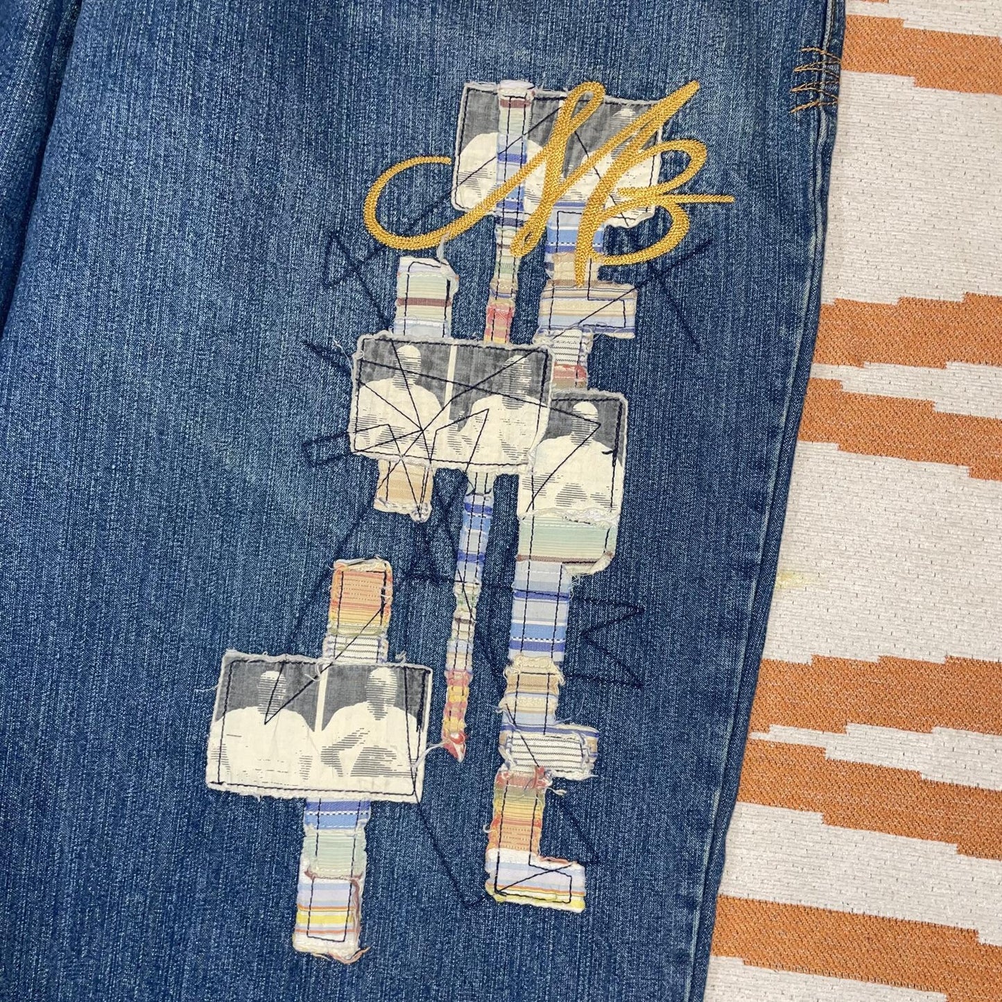 Makaveli 00s Patched/Embroidered ‘Tupac’ Baggy Denim Jeans 42x34