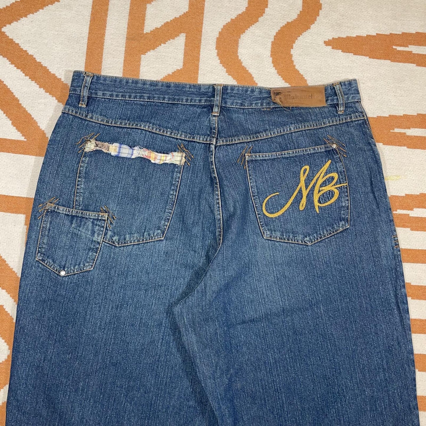 Makaveli 00s Patched/Embroidered ‘Tupac’ Baggy Denim Jeans 42x34