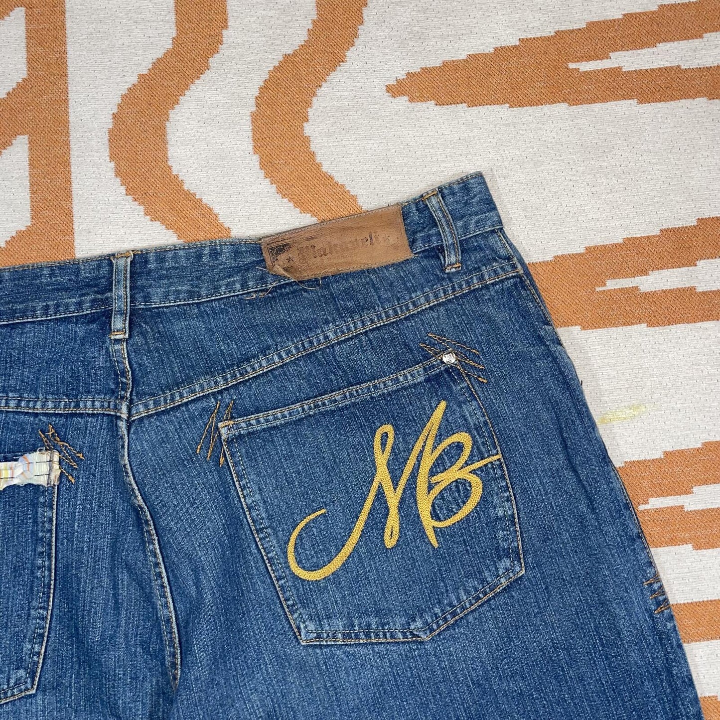 Makaveli 00s Patched/Embroidered ‘Tupac’ Baggy Denim Jeans 42x34