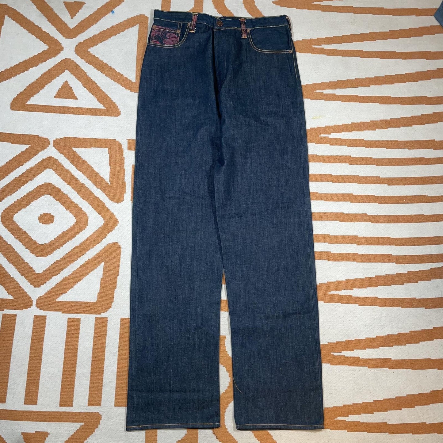 RMC 00s Embroidered Japanese ‘Crossbones’ Black Baggy Jeans 36x38