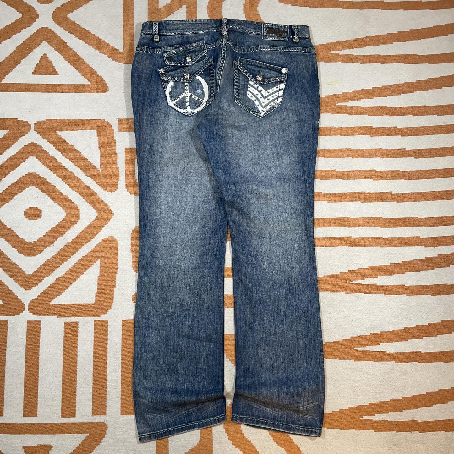Coogi 00s Studded/Printed Loose Denim Jeans 38x33/16