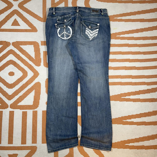 Coogi 00s Studded/Printed Loose Denim Jeans 38x33/16