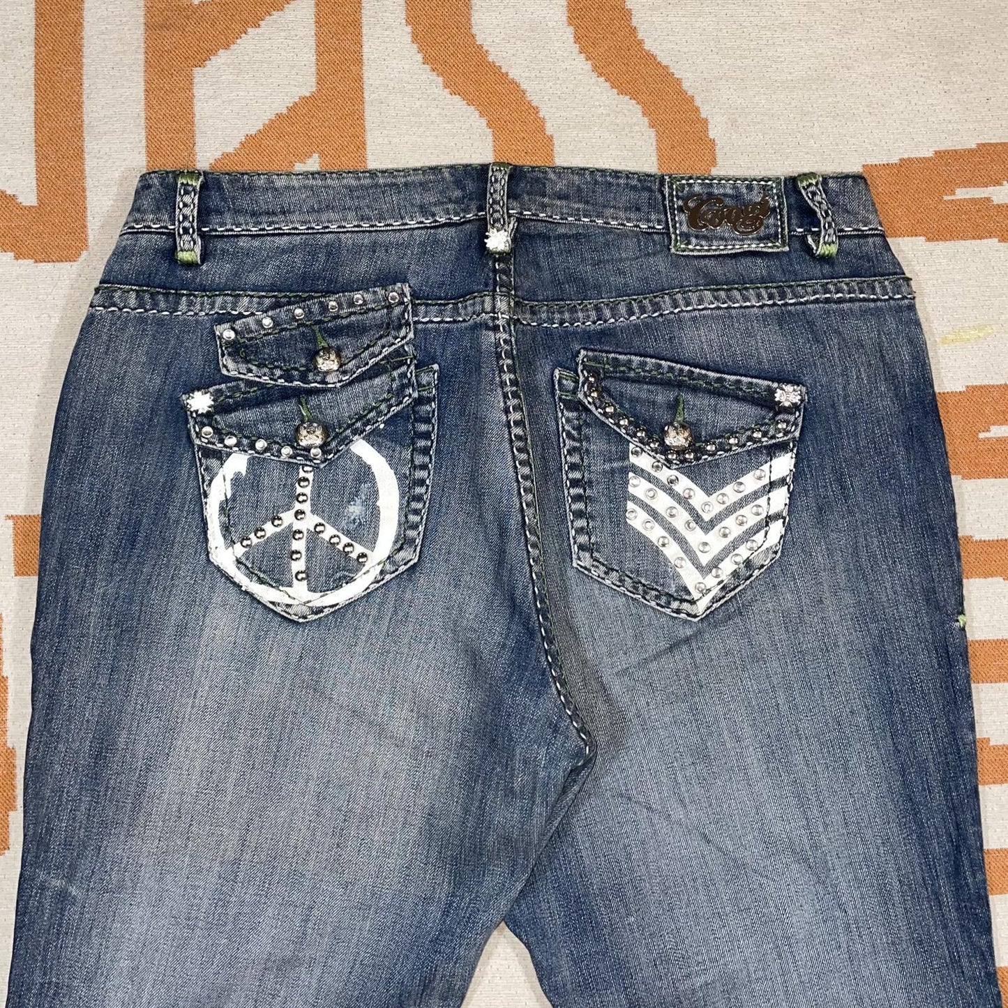 Coogi 00s Studded/Printed Loose Denim Jeans 38x33/16