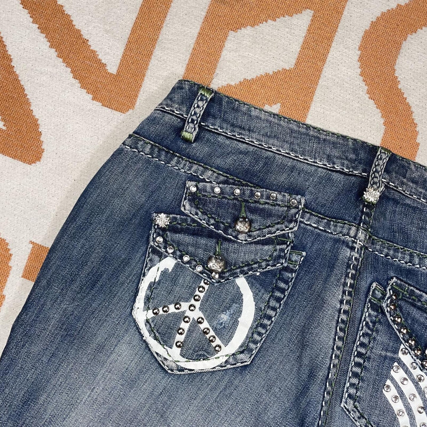 Coogi 00s Studded/Printed Loose Denim Jeans 38x33/16