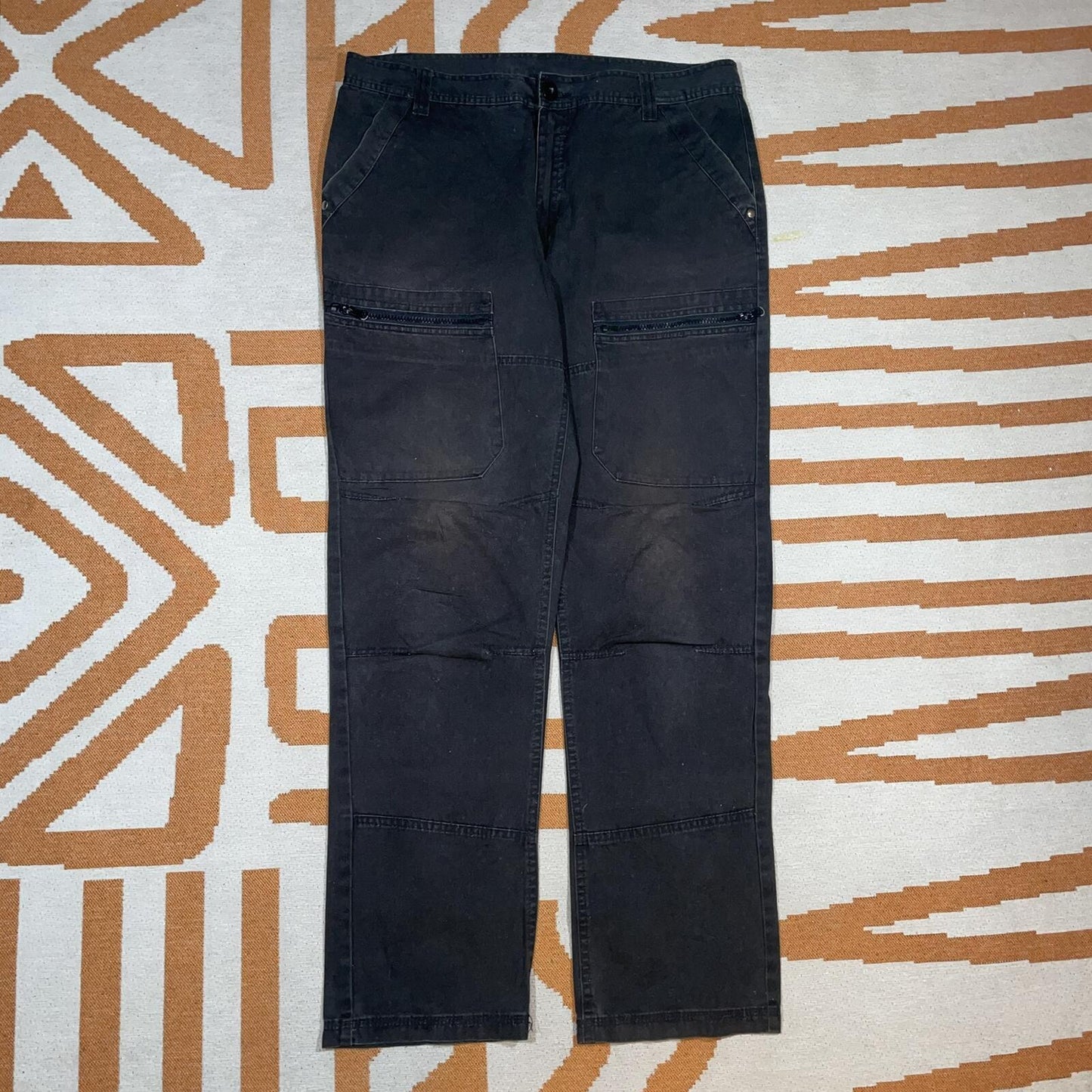 Rainbow 00s Embroidered ‘Rebel’ Loose Black Trousers 34x31