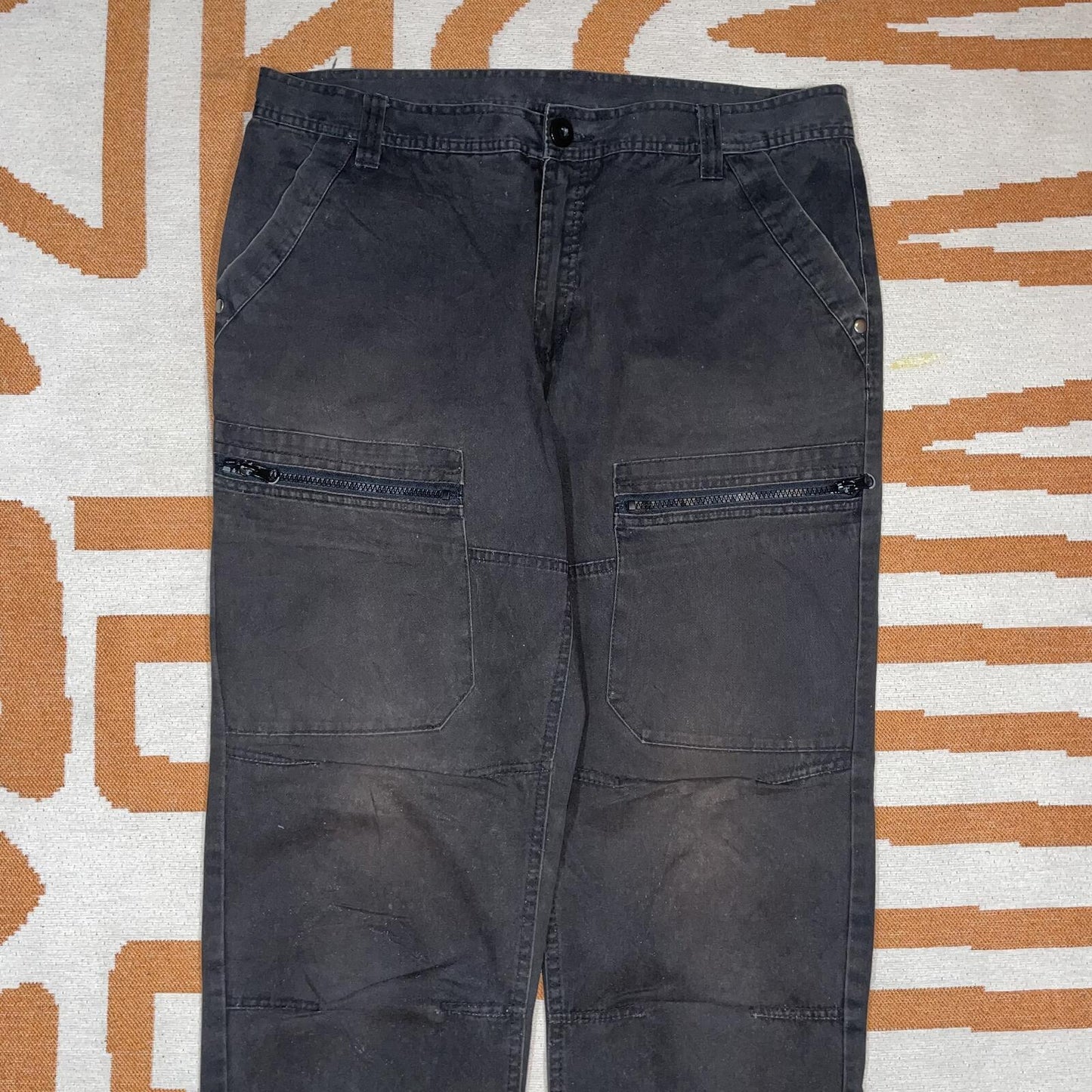 Rainbow 00s Embroidered ‘Rebel’ Loose Black Trousers 34x31