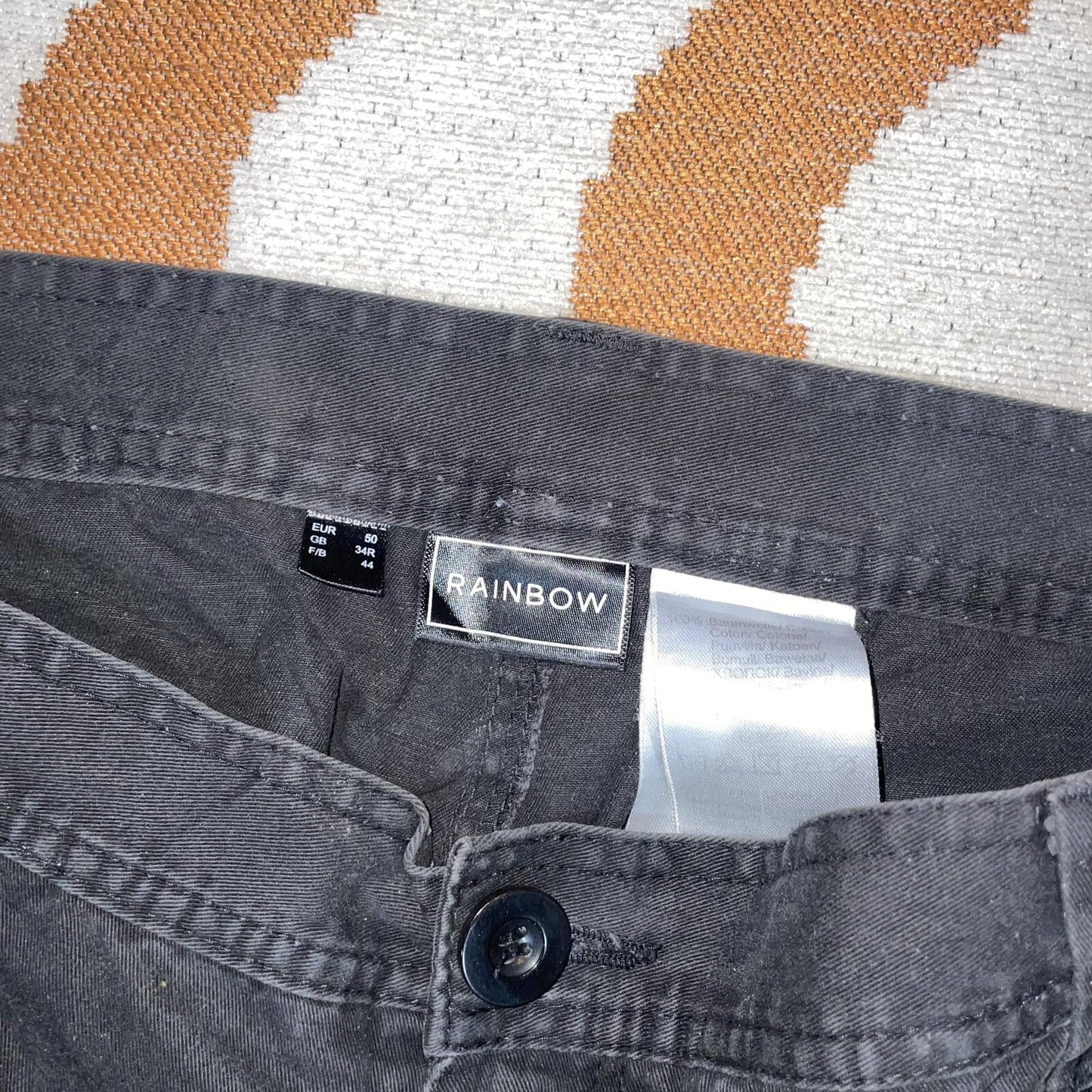 Rainbow 00s Embroidered ‘Rebel’ Loose Black Trousers 34x31