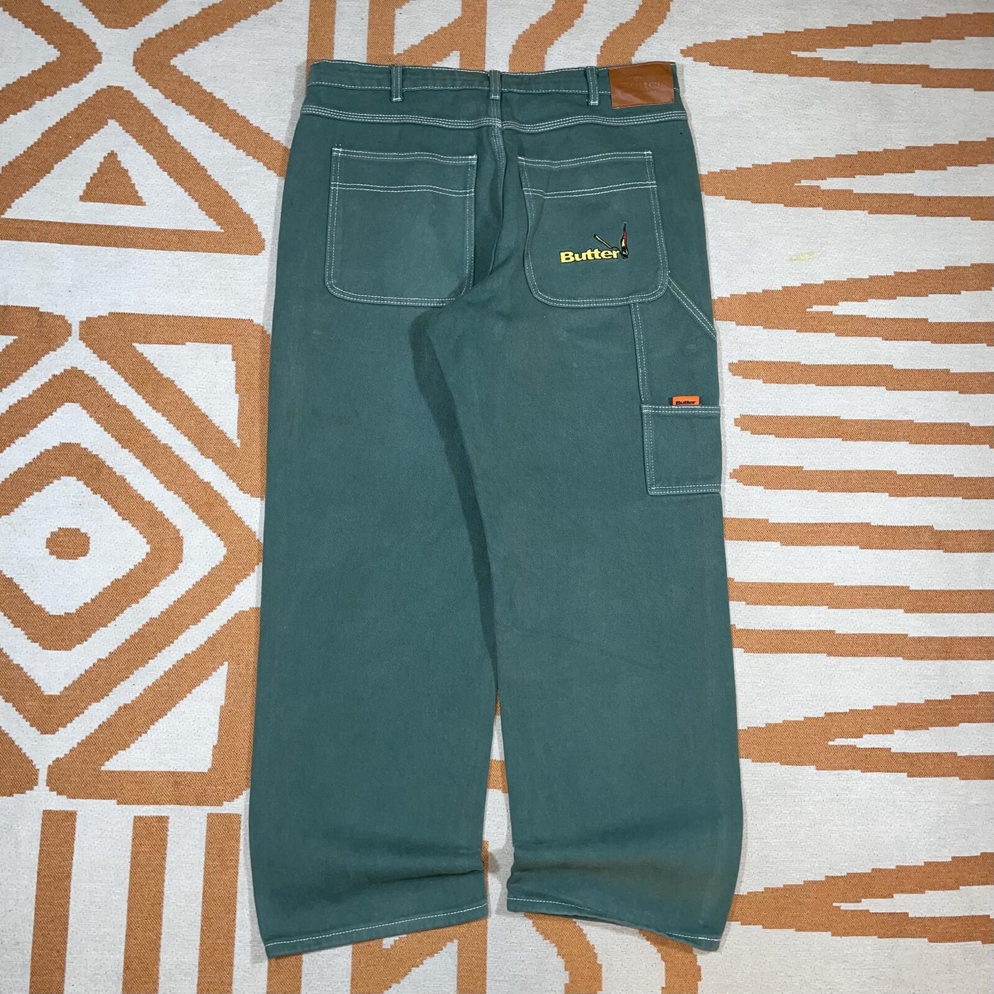 Butter Goods ‘21 Embroidered ‘Matchstick’ Green Jeans 32x30