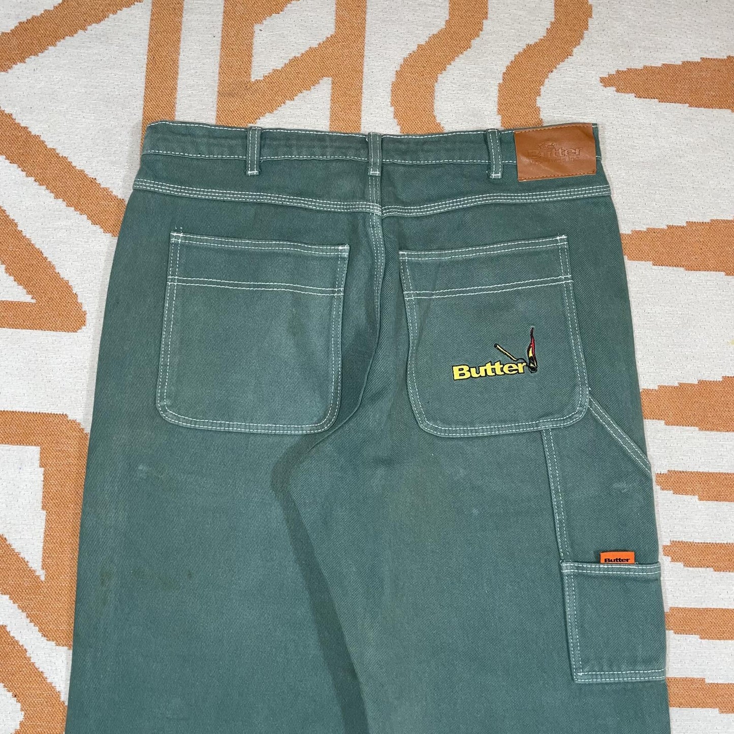 Butter Goods ‘21 Embroidered ‘Matchstick’ Green Jeans 32x30