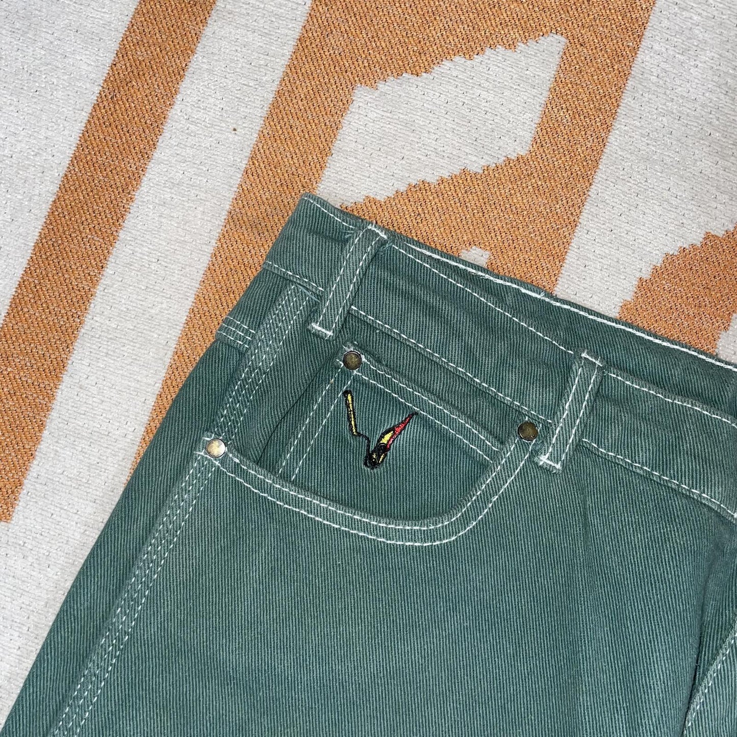 Butter Goods ‘21 Embroidered ‘Matchstick’ Green Jeans 32x30