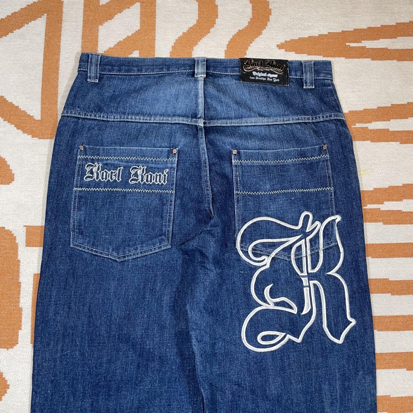 Karl Kani 00s Embroidered ‘Big K’ Baggy Denim Jeans 36x32