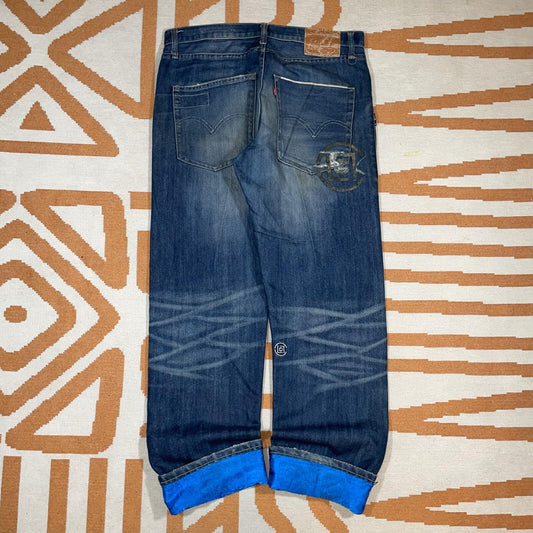 Levi’s x CLOT x Kazuki '09 Printed/Embroidered Designer 505 Jeans 34x33