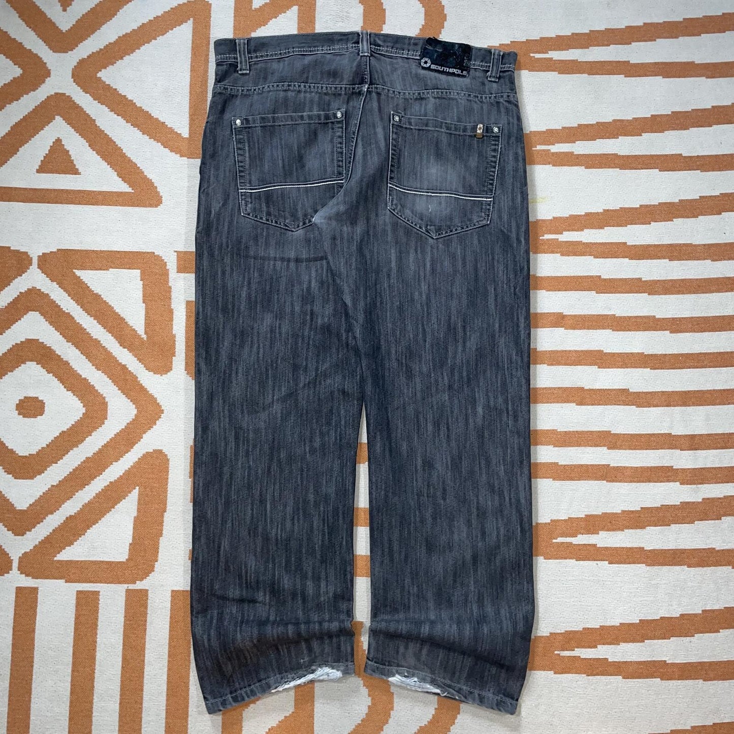 Southpole 00s Hexagon Baggy Black Denim Jeans 40x33