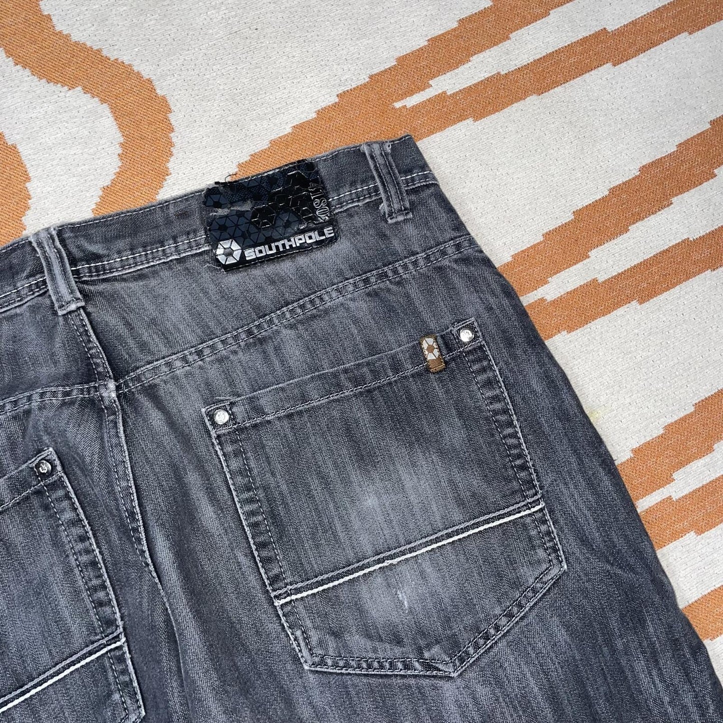 Southpole 00s Hexagon Baggy Black Denim Jeans 40x33