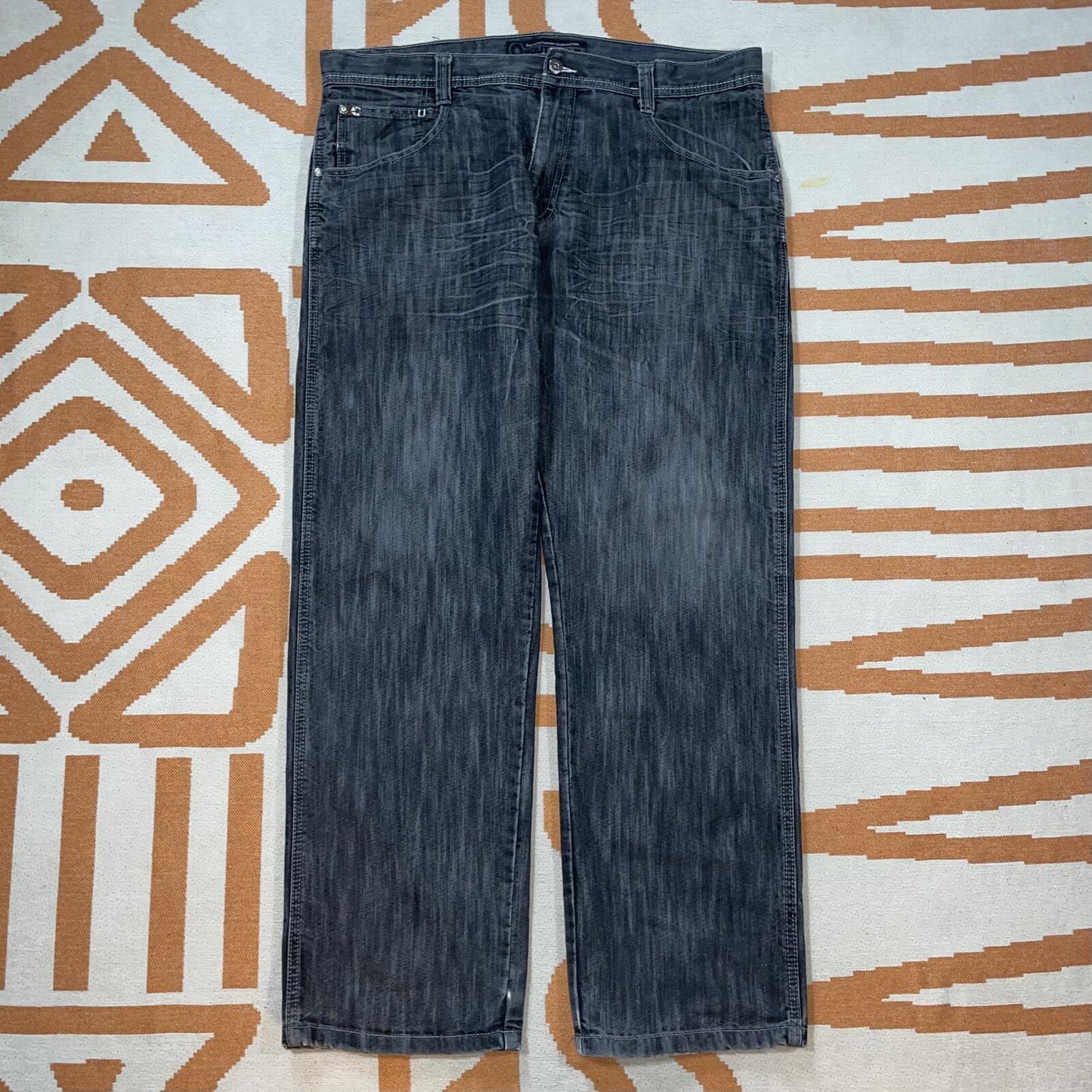 Southpole 00s Hexagon Baggy Black Denim Jeans 40x33