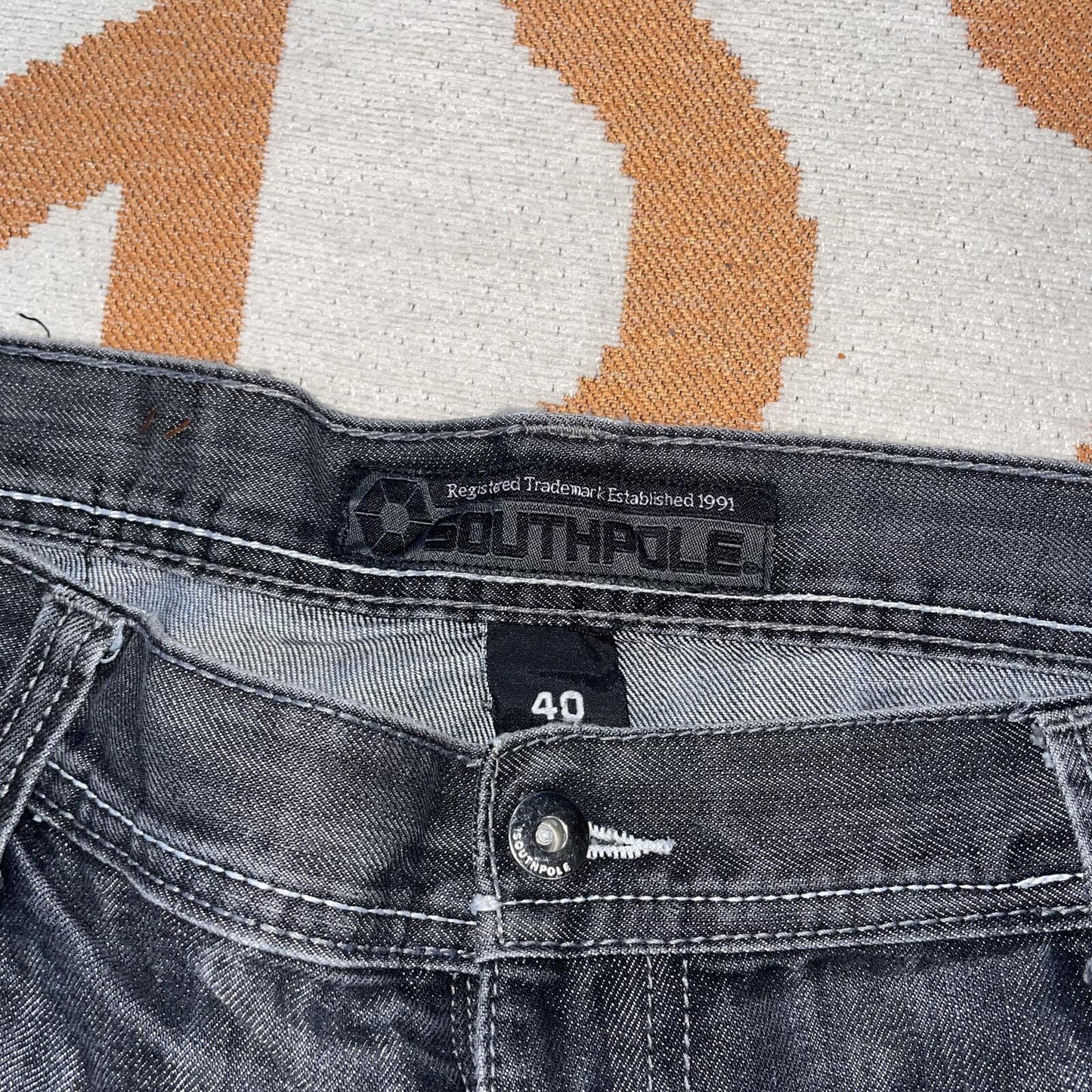 Southpole 00s Hexagon Baggy Black Denim Jeans 40x33