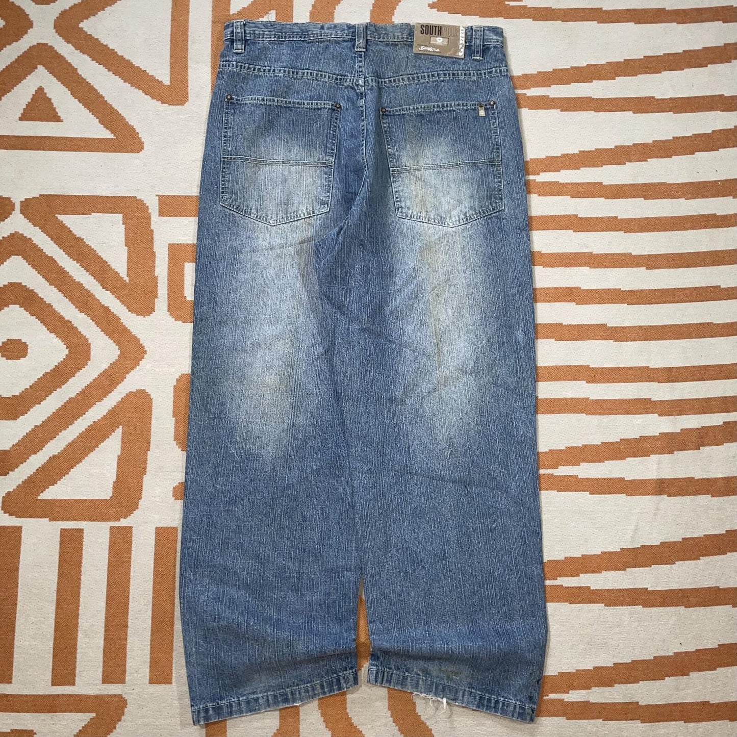 Southpole 00s Baggy Hexagon Denim Blue Jeans 36x34