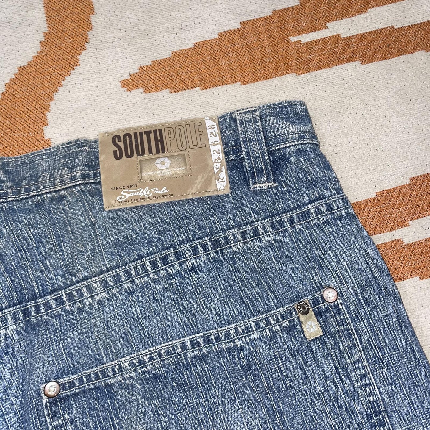 Southpole 00s Baggy Hexagon Denim Blue Jeans 36x34