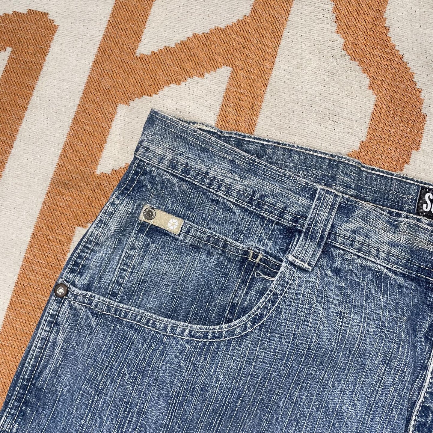 Southpole 00s Baggy Hexagon Denim Blue Jeans 36x34