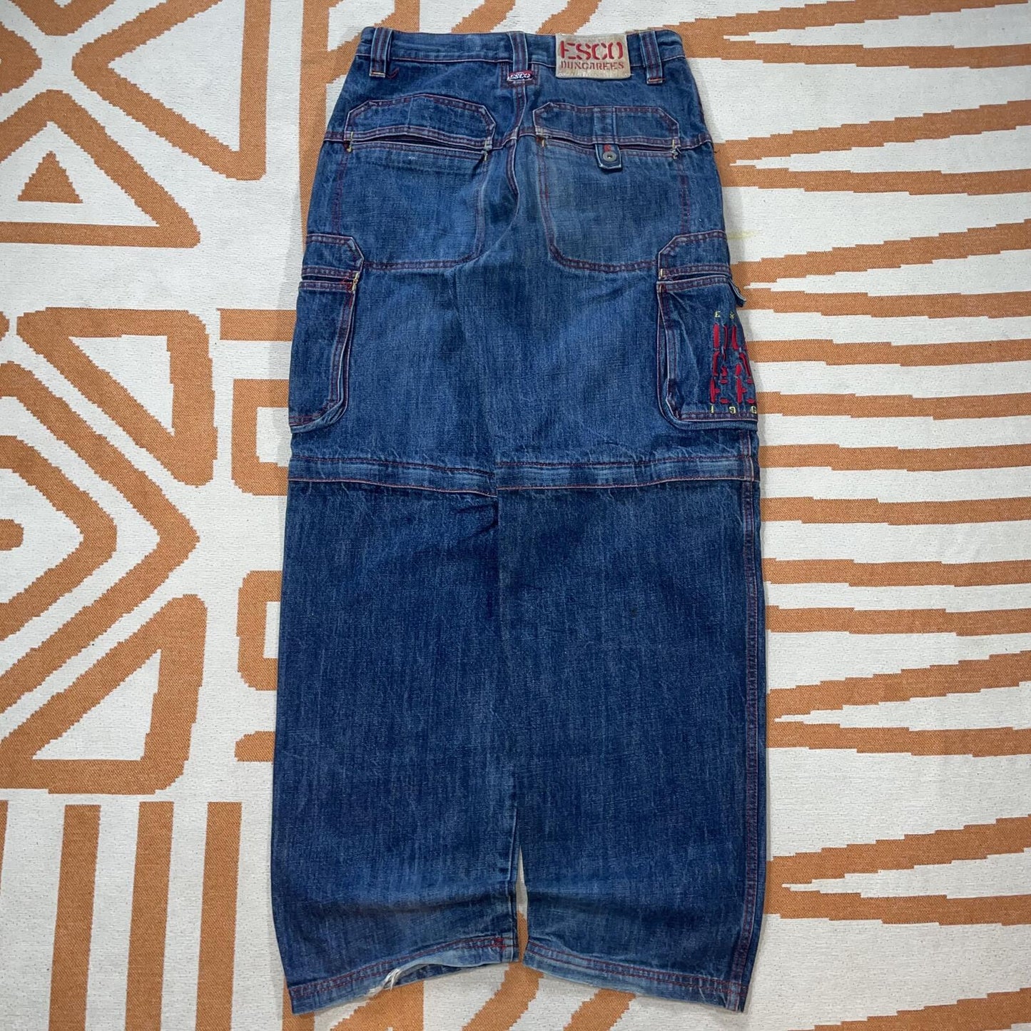 Esco 00s Zipoff Embroidered Heavy Cargo Jeans 28x32