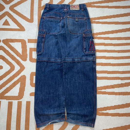 Esco 00s Zipoff Embroidered Heavy Cargo Jeans 28x32