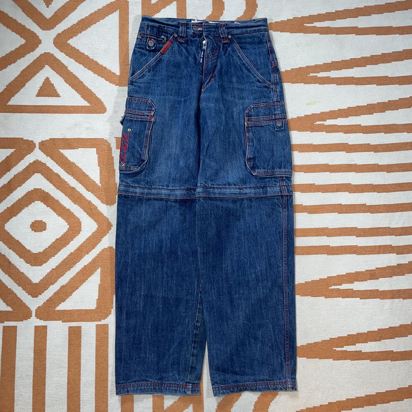 Esco 00s Zipoff Embroidered Heavy Cargo Jeans 28x32