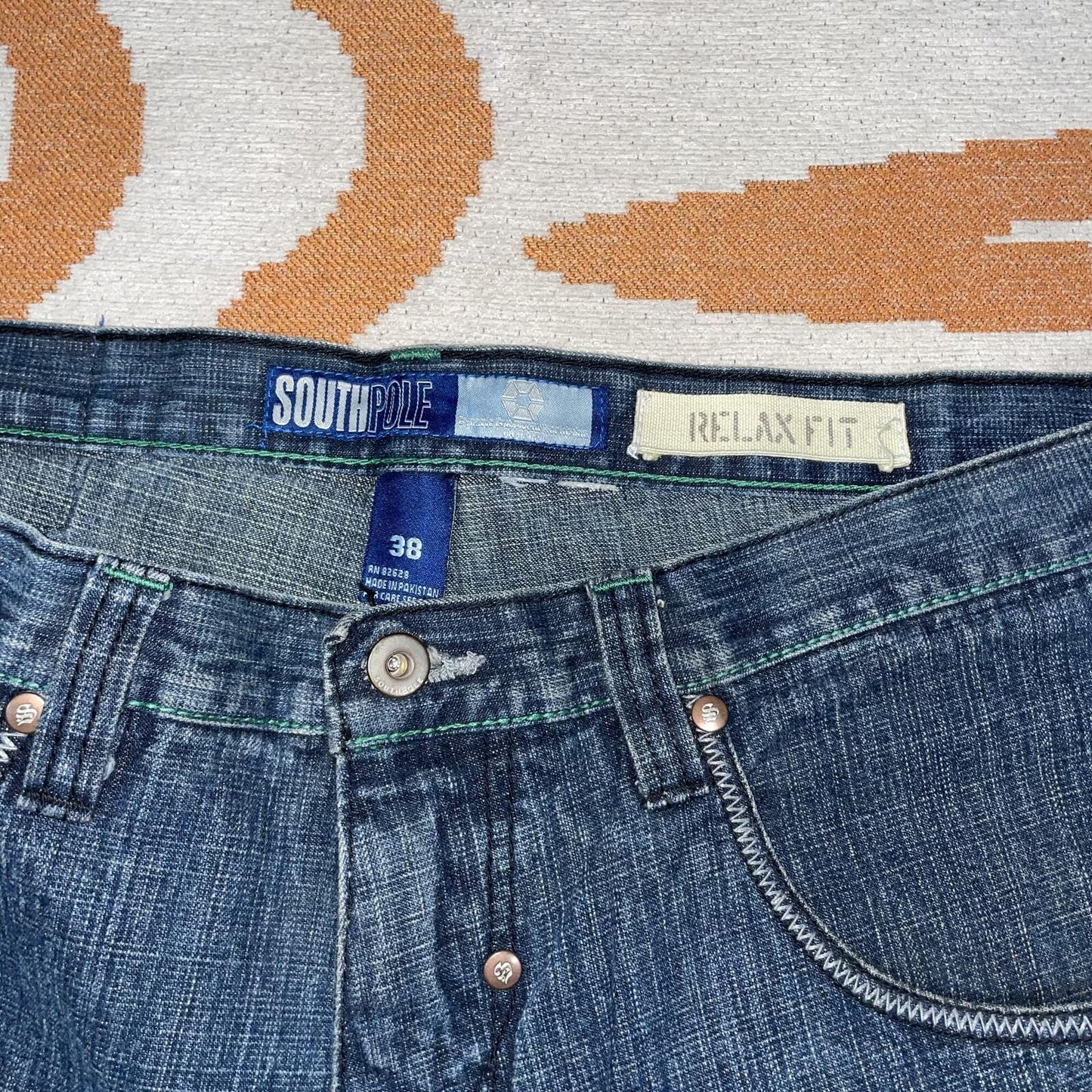 Southpole 00s Printed Baggy Denim Jeans 38x32