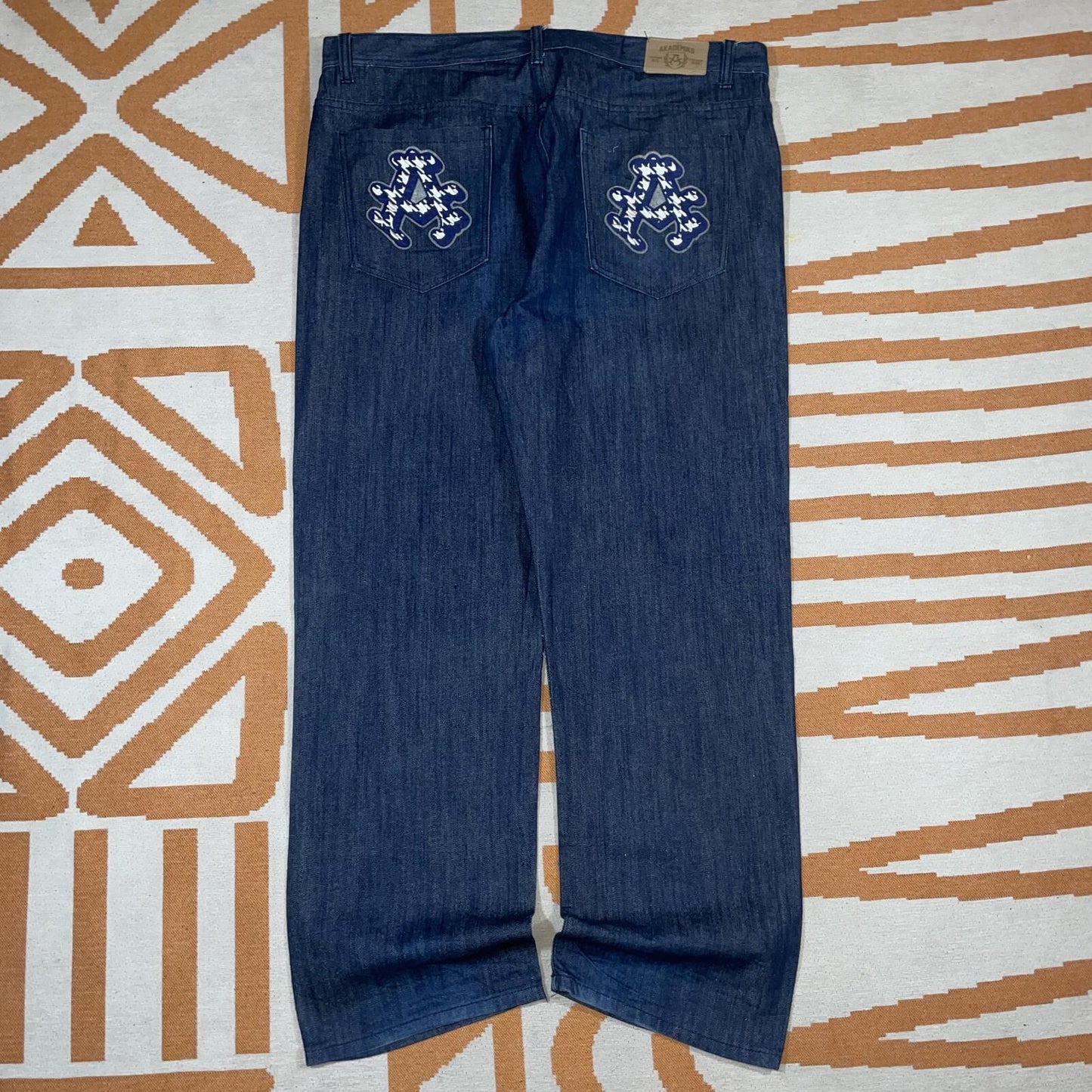 Akademiks 00s Embroidered ‘A’ Monogram Baggy Denim Jeans 42x33