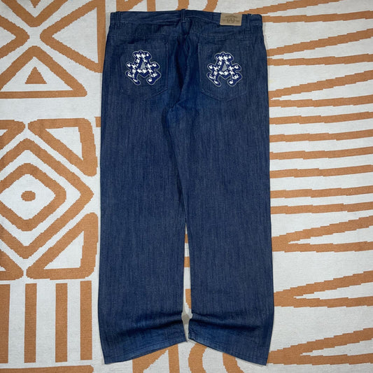 Akademiks 00s Embroidered ‘A’ Monogram Baggy Denim Jeans 42x33