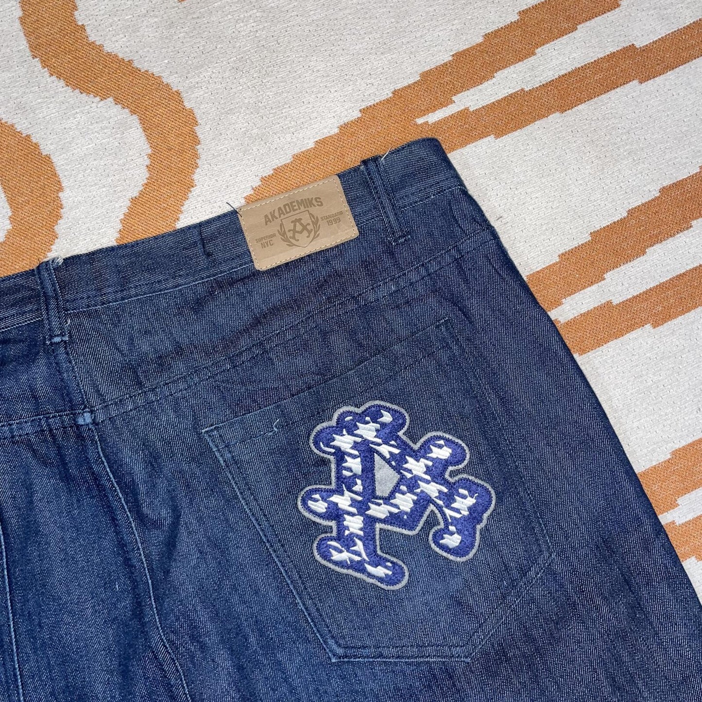 Akademiks 00s Embroidered ‘A’ Monogram Baggy Denim Jeans 42x33