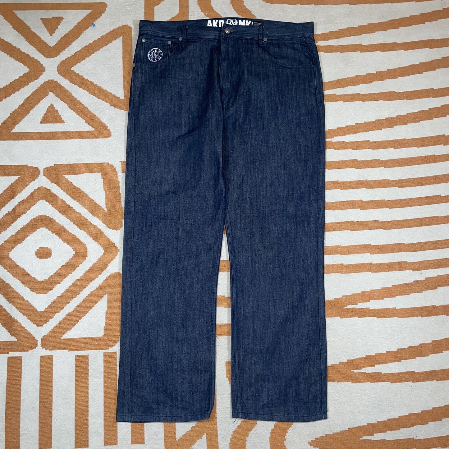 Akademiks 00s Embroidered ‘A’ Monogram Baggy Denim Jeans 42x33