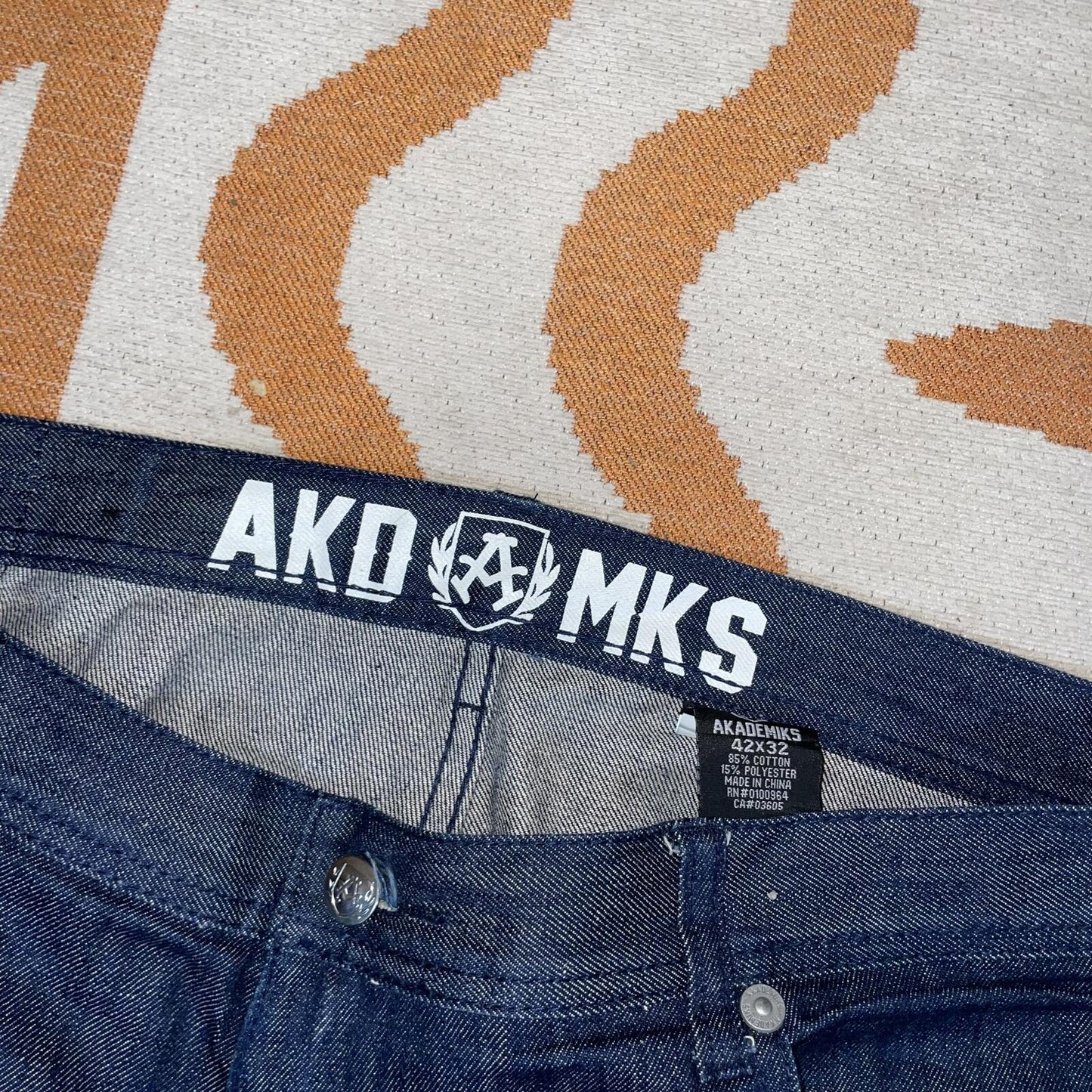 Akademiks 00s Embroidered ‘A’ Monogram Baggy Denim Jeans 42x33