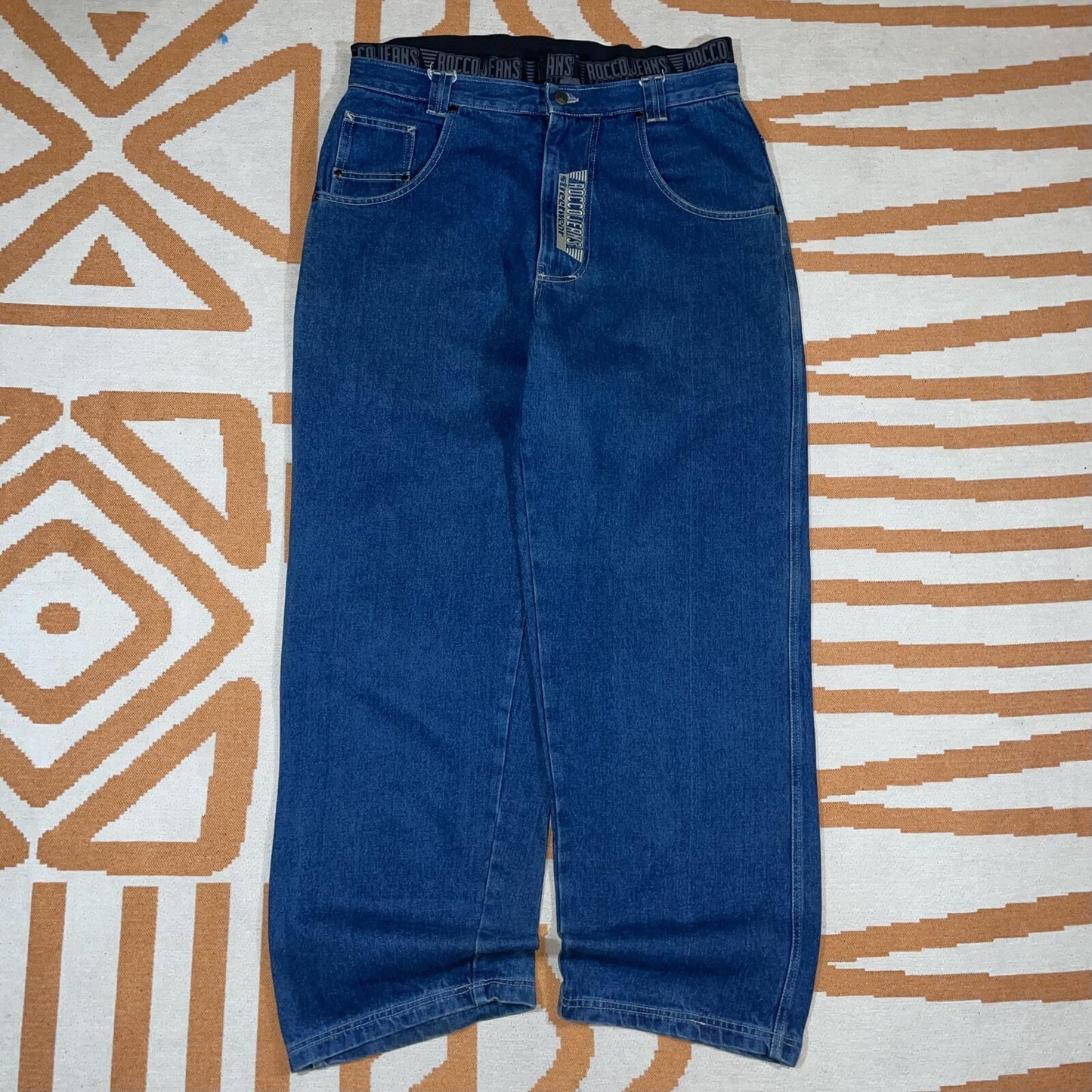 Rocco 00s Embroidered Baggy Denim Jeans 36x32