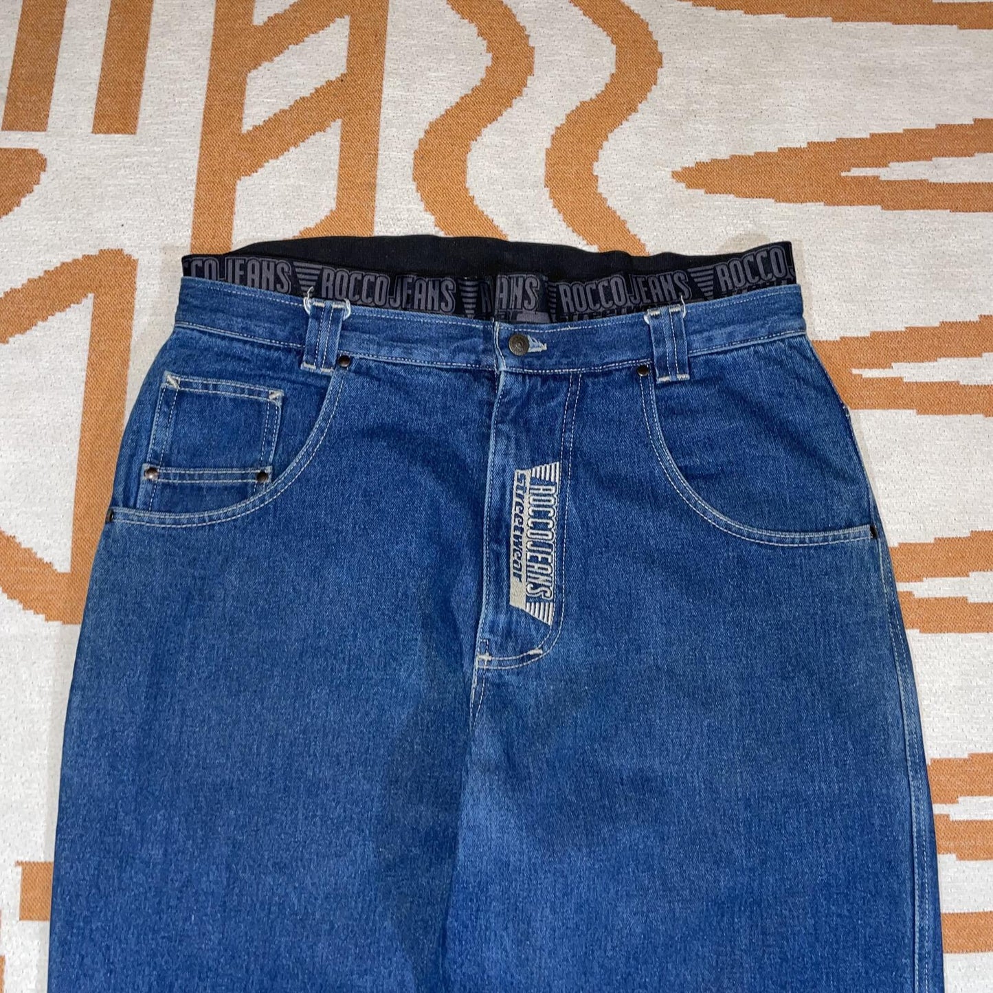 Rocco 00s Embroidered Baggy Denim Jeans 36x32