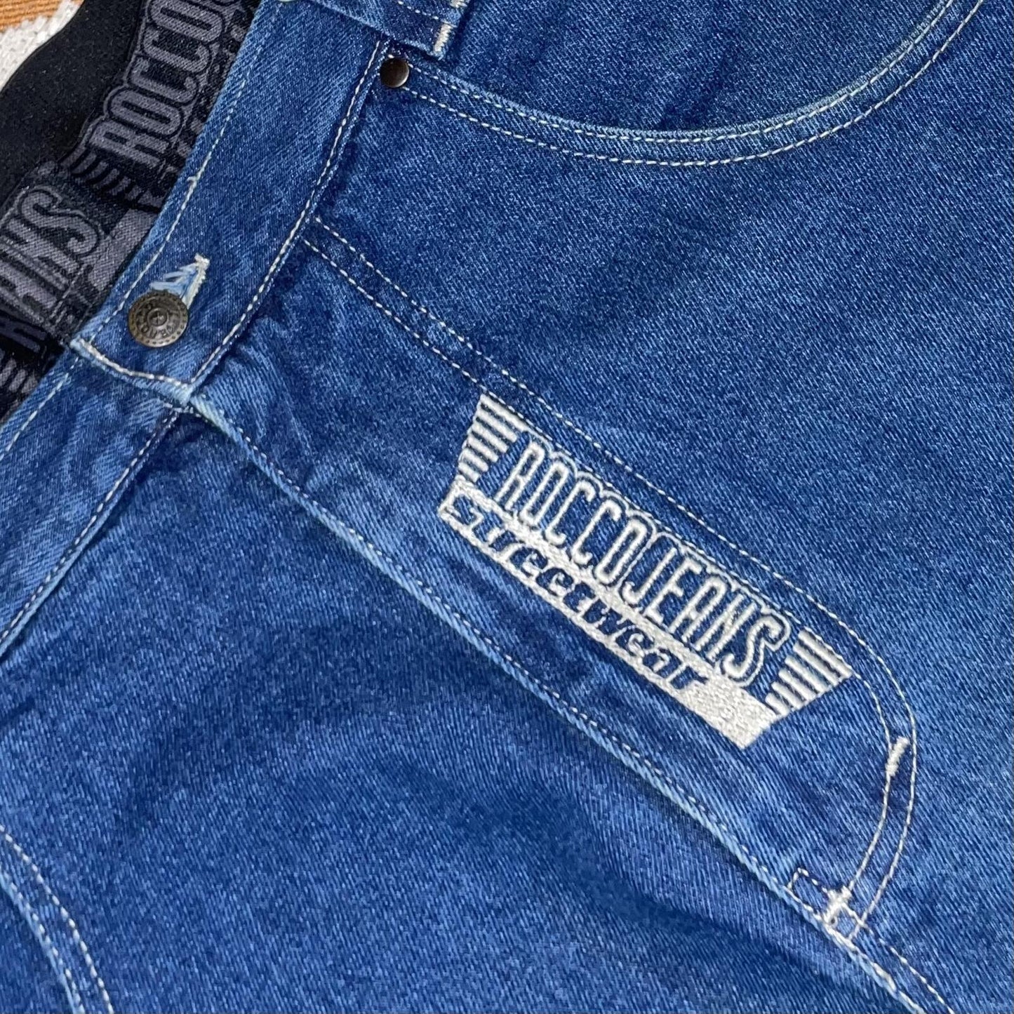 Rocco 00s Embroidered Baggy Denim Jeans 36x32
