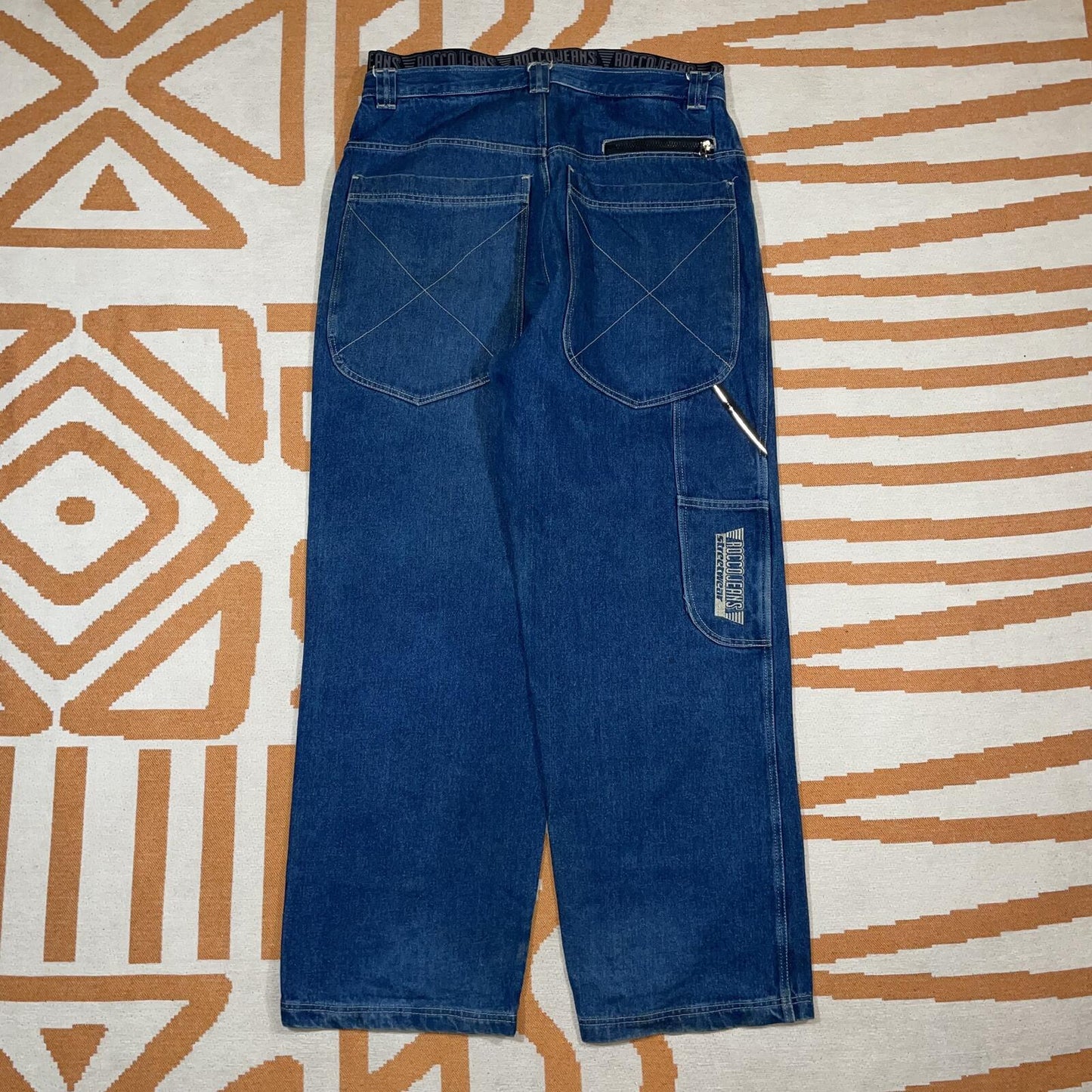 Rocco 00s Embroidered Baggy Denim Jeans 36x32